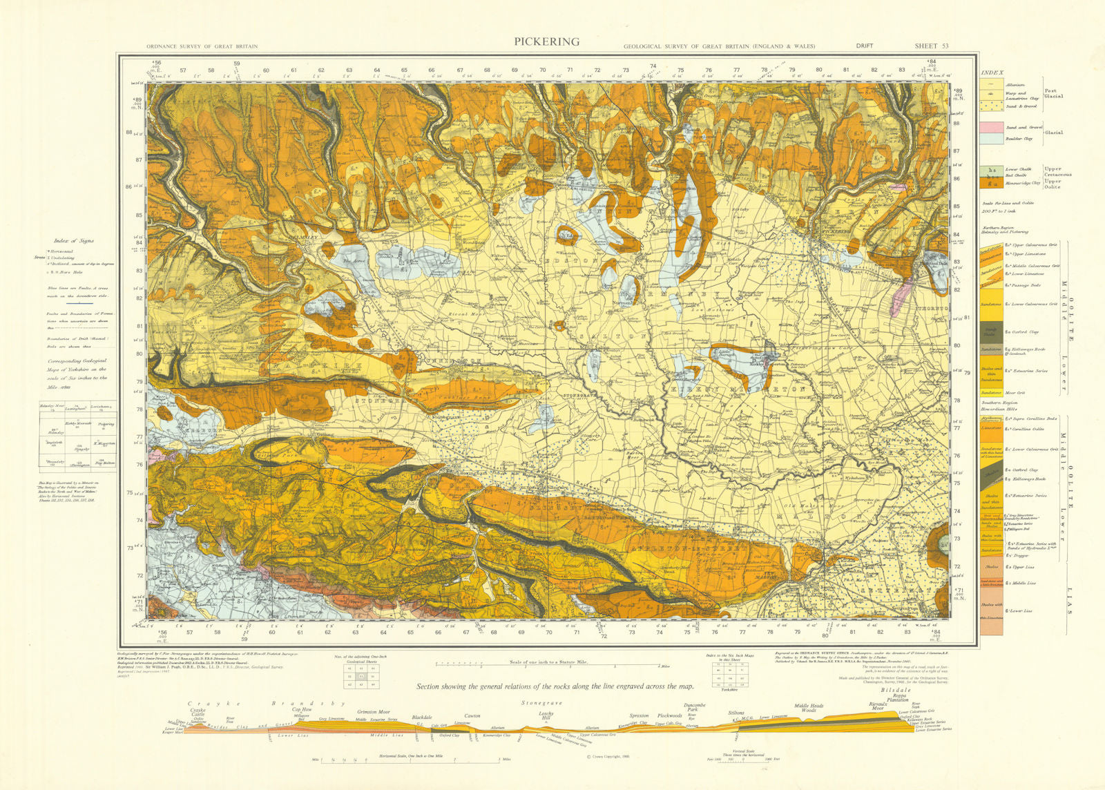 Pickering geological survey sheet 53 North York Moors Howardian Hills 1967 map
